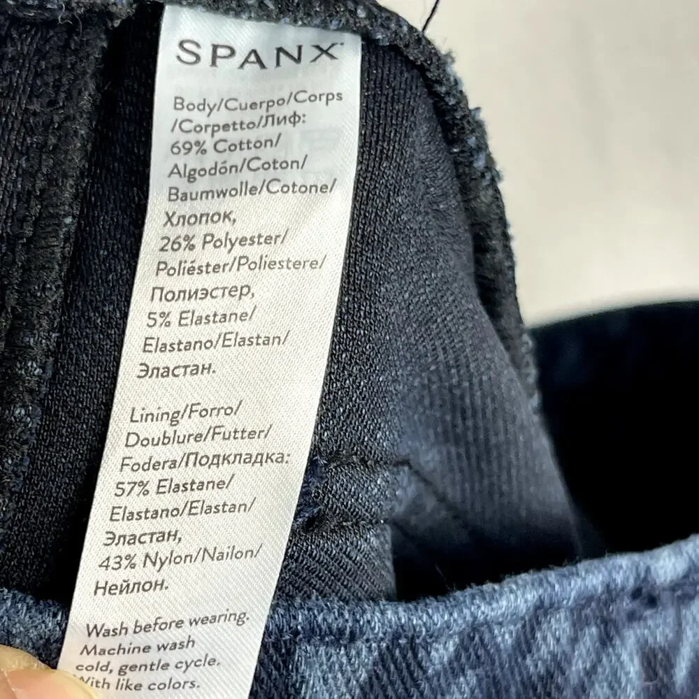 Spanx Leopard Jean-ish Leggings‎ Denim Pant Womens Large Blue Stretchy Pull On